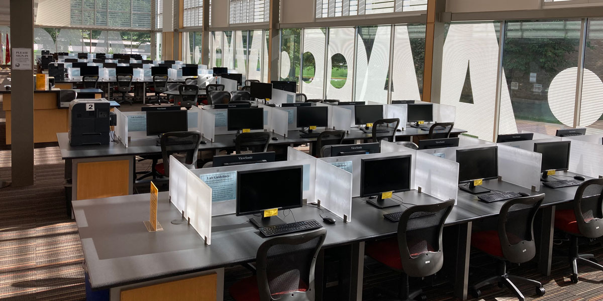 Picture of the Technology Learning Center Lab located in the Andrew Truxal Library on the Arnold Campus