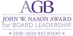 Badge indicating AACC Board a 2019-2020 John W. Nason award recipient
