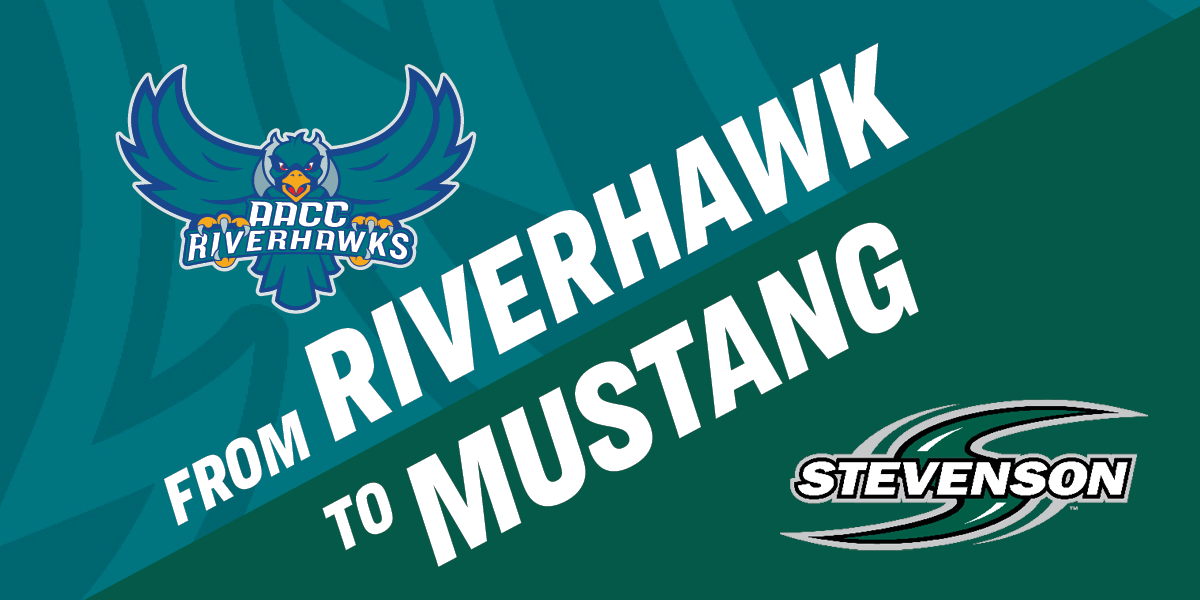 AACC Riverhawk and Stevenson Mustang logos
